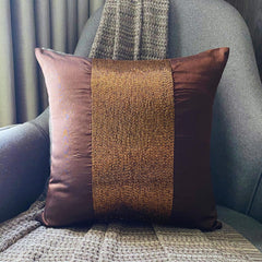 Center Stage - Brown Art Silk Throw Pillow Cover