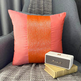 Peachy Orange - Orange Art Silk Throw Pillow Cover