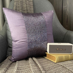 Violet Center - Purple Art Silk Throw Pillow Cover