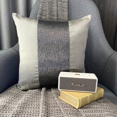 Gunmetal Center - Gray Art Silk Throw Pillow Cover