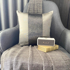 Gunmetal Center - Gray Art Silk Throw Pillow Cover