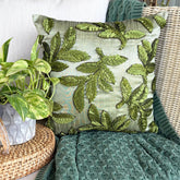 Leafy Days - Green Art Silk Throw Pillow Cover