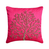 Fuchsia Tree Of Life - Fuchsia Pink Art Silk Throw Pillow Cover