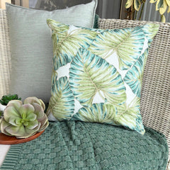 Tropical Breeze - Green Cotton Throw Pillow Cover