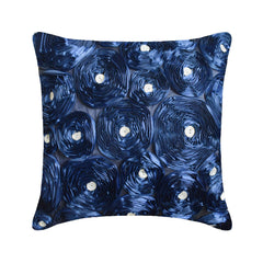 Navy Paradise - Navy Blue Art Silk Throw Pillow Cover