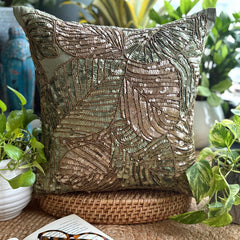 Green Camouflage - Olive Green Art Silk Throw Pillow Cover
