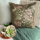 Green Camouflage - Olive Green Art Silk Throw Pillow Cover