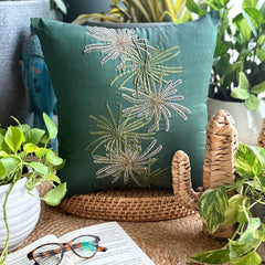 Green Foliage - Dark Green Art Silk Throw Pillow Cover