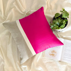 Fuchsia Silkastic - Fuchsia Silk & Linen Throw Pillow Cover