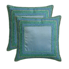 Blue Celebrations - Aqua Blue Art Silk Decorative Euro Sham