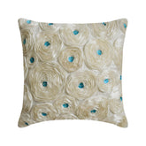 Ivory Roses - Ivory Art Silk Throw Pillow Cover