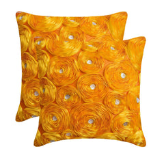 Marigold - Orange Art Silk Throw Pillow Cover