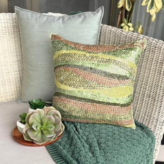 Eco Friendly - Green Art Silk Throw Pillow Cover