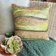 Eco Friendly - Green Art Silk Throw Pillow Cover