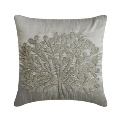 The Silver Tree - Silver Art Silk Throw Pillow Cover