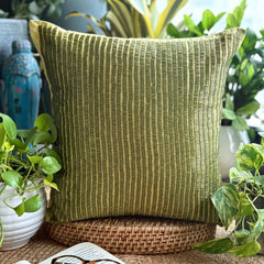 Misty Green - Green Cotton Linen Throw Pillow Cover