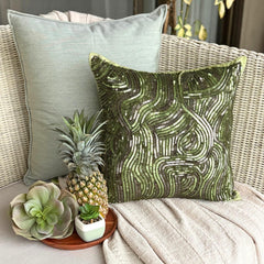 Chlorophyll - Green Art Silk Throw Pillow Cover