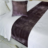 Dark Plum Velvet Plush Decorative Bed Runner and Pillow Cover