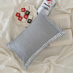 Gray Satin Lumbar Pillow Cover - Radiant Charm