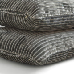 Gray Velvet Throw Pillow Cover - Gray Lines