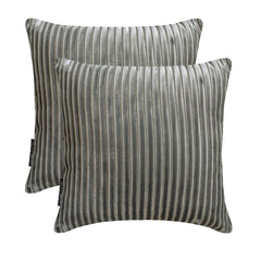 Gray Velvet Throw Pillow Cover - Gray Lines