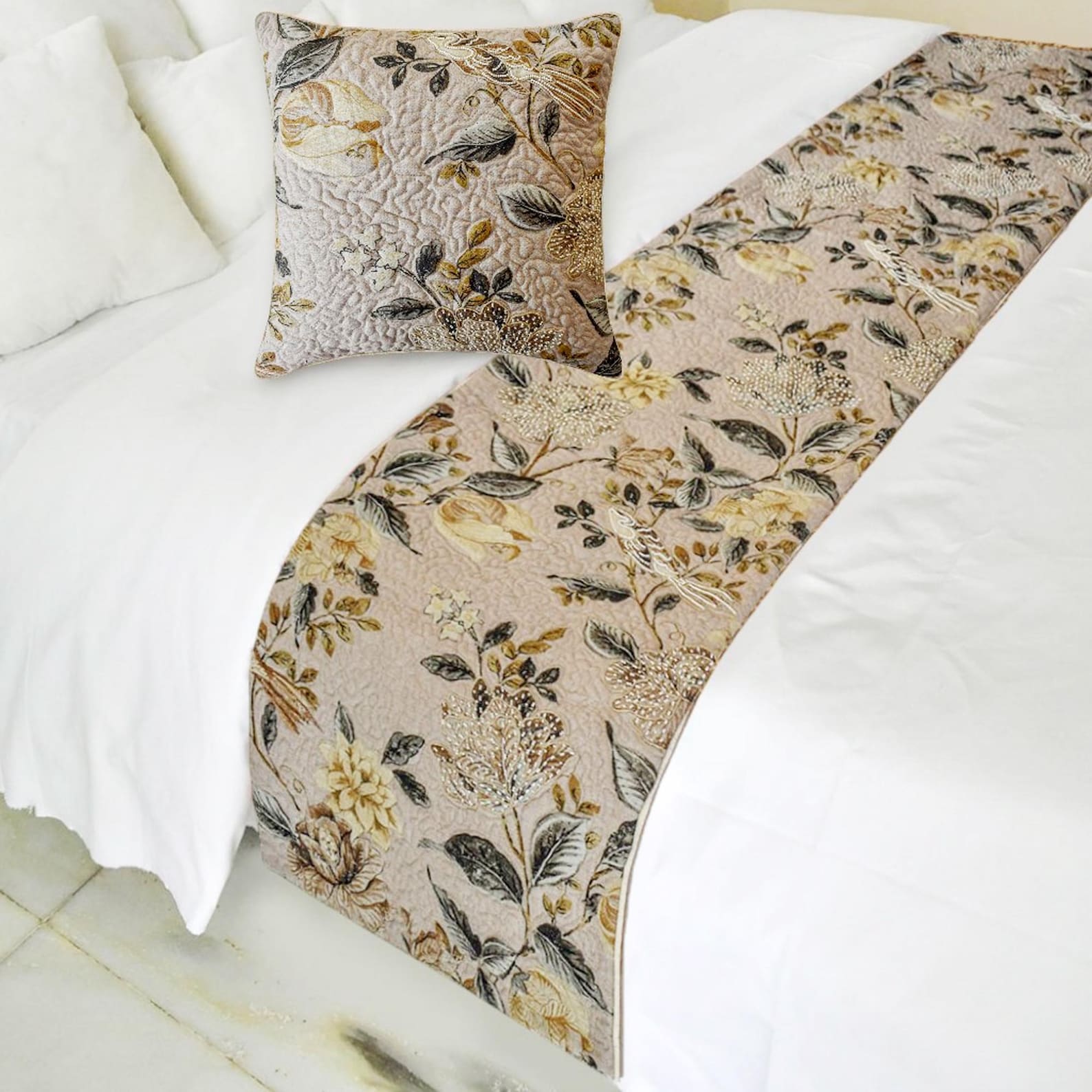 Lucinda Decorative Bed Runner and Pillow Cover