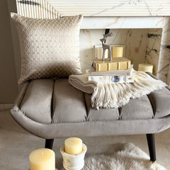 Beige Jacquard Throw Pillow Cover - Crystal Lattice