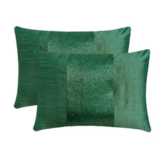 Green Center - Art Silk Green Decorative Lumbar Pillow Cover