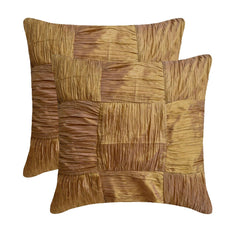 Dreamy Gold - Gold Crushed Art Silk Throw Pillow Cover