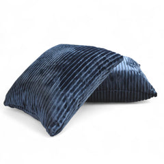 Navy Blue Velvet Throw Pillow Cover - Navy Blue Lines