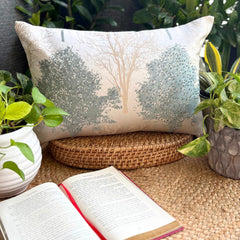 Blue Jacquard Lumbar Pillow Cover - Azure Frost