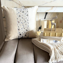 Cream Satin Throw Pillow Cover - Crystal Glitter