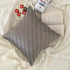 Gray Satin Throw Pillow Cover - Crystal Shine