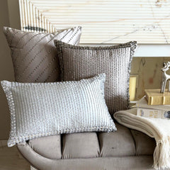 Gray Satin Throw Pillow Cover - Crystal Shine