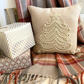 Beige Linen Home Decor Throw Pillow Cover - Snow Pearl Tree