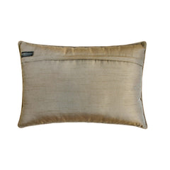 Antique Gold Jacquard Lumbar Pillow Cover - Golden Aura