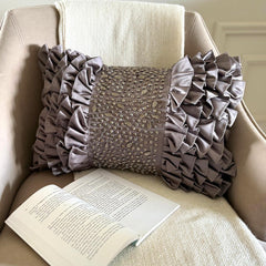 Gray Satin Lumbar Pillow Cover - Gleam And Glamour