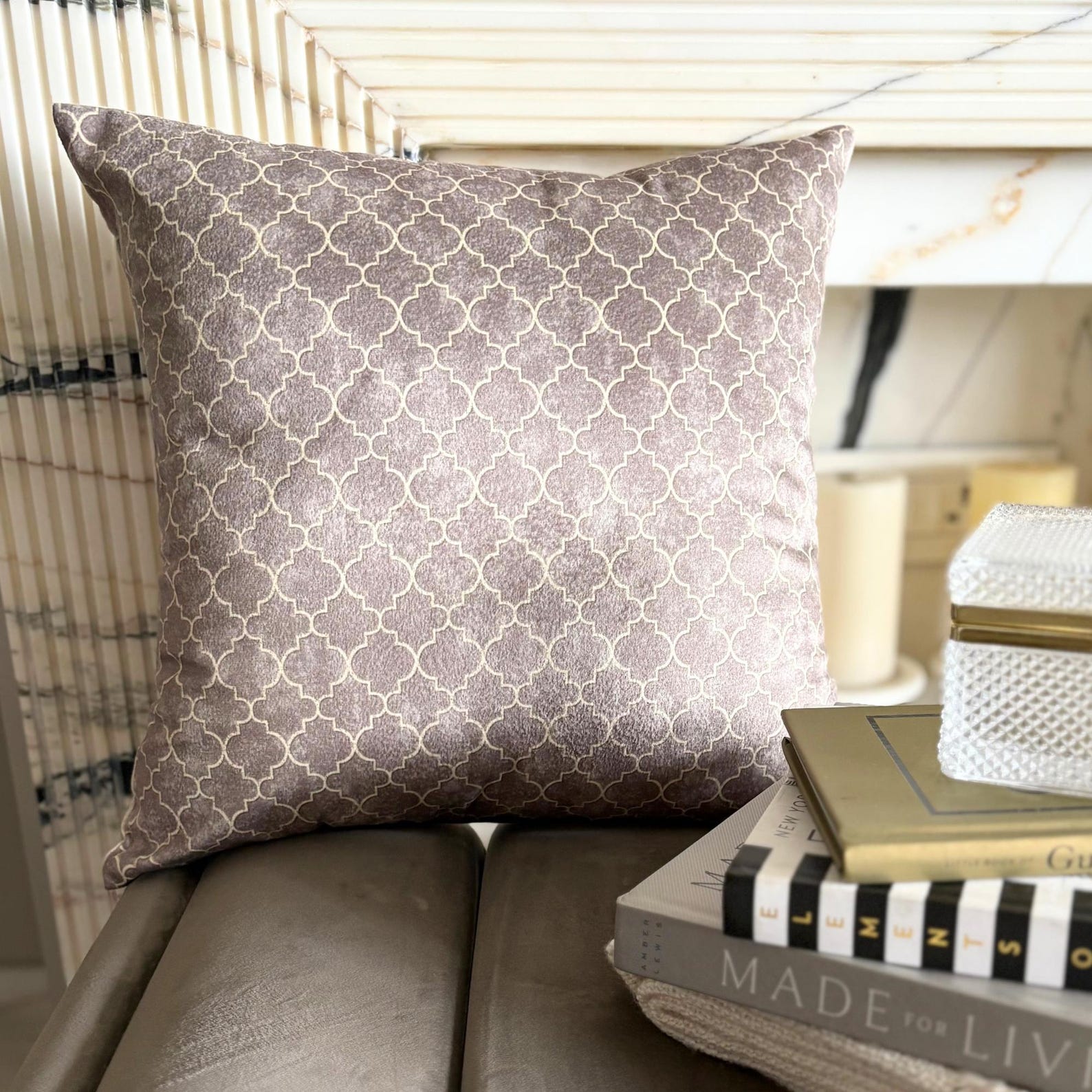 Nour Beige Throw Pillow Cover