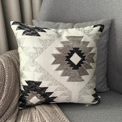 Pewter, Silver & Gunmetal Jacquard Throw Pillow Cover - Silver Solstice