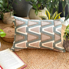 Green Cotton Lumbar Pillow Cover - Trivault