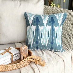 Blue Cotton Throw Pillow Cover - Thread Trace