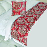 Crimson Damask Decorative Bed Runner and Pillow Cover