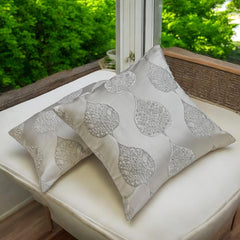 Gray Jacquard Throw Pillow Cover - Windsor Weave