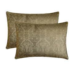 Antique Gold Jacquard Lumbar Pillow Cover - Golden Aura