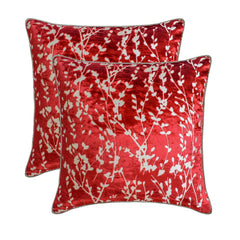 Cayenne Red Drops - Cayenne Red Burnout Velvet Throw Pillow Cover