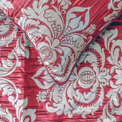 Crimson Damask - Jacquard Red Decorative Bed Runner and Pillow Cover