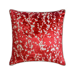 Cayenne Red Drops - Cayenne Red Burnout Velvet Throw Pillow Cover