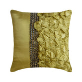 Diamonds And Ruffles - Green Satin Throw Pillow Cover