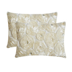 Ivory Paradise - Art Silk Ivory Decorative Lumbar Pillow Cover