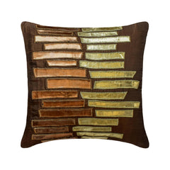 Metallic Ladder - Brown Art Silk Throw Pillow Cover